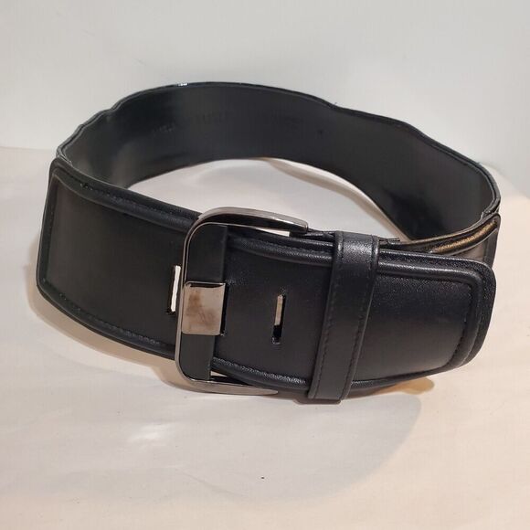 Carlisle Belt Black Embossed 3" Wide Leather Croc Pattern Sz M 34"-36" USA made - Picture 2 of 9
